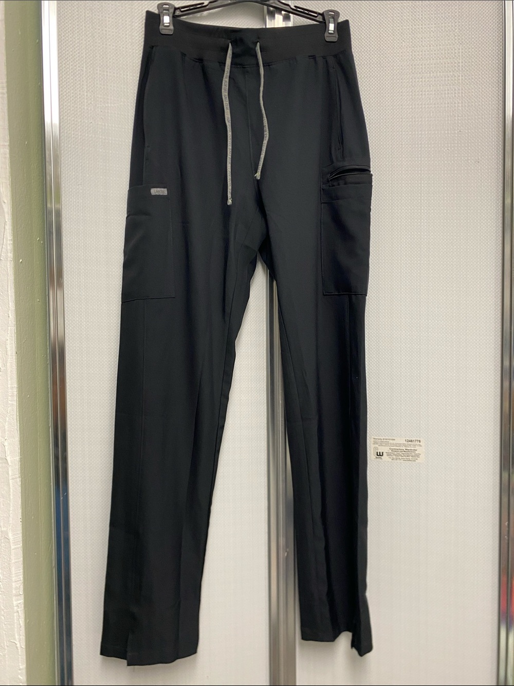 Landau Black womens Drawstring Cargo Joggers/ scrubs